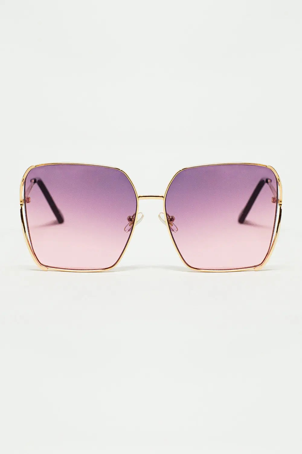 Oversized Square Metal Sunglasses In Purple Gradient Lens - PURPLE / ONE - Sunglasses