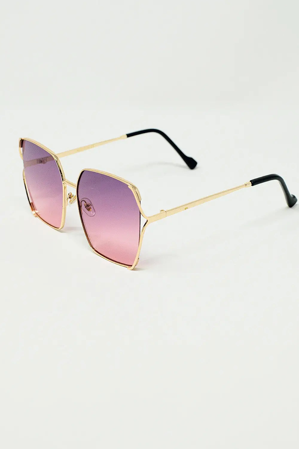 Oversized Square Metal Sunglasses In Purple Gradient Lens - PURPLE / ONE - Sunglasses