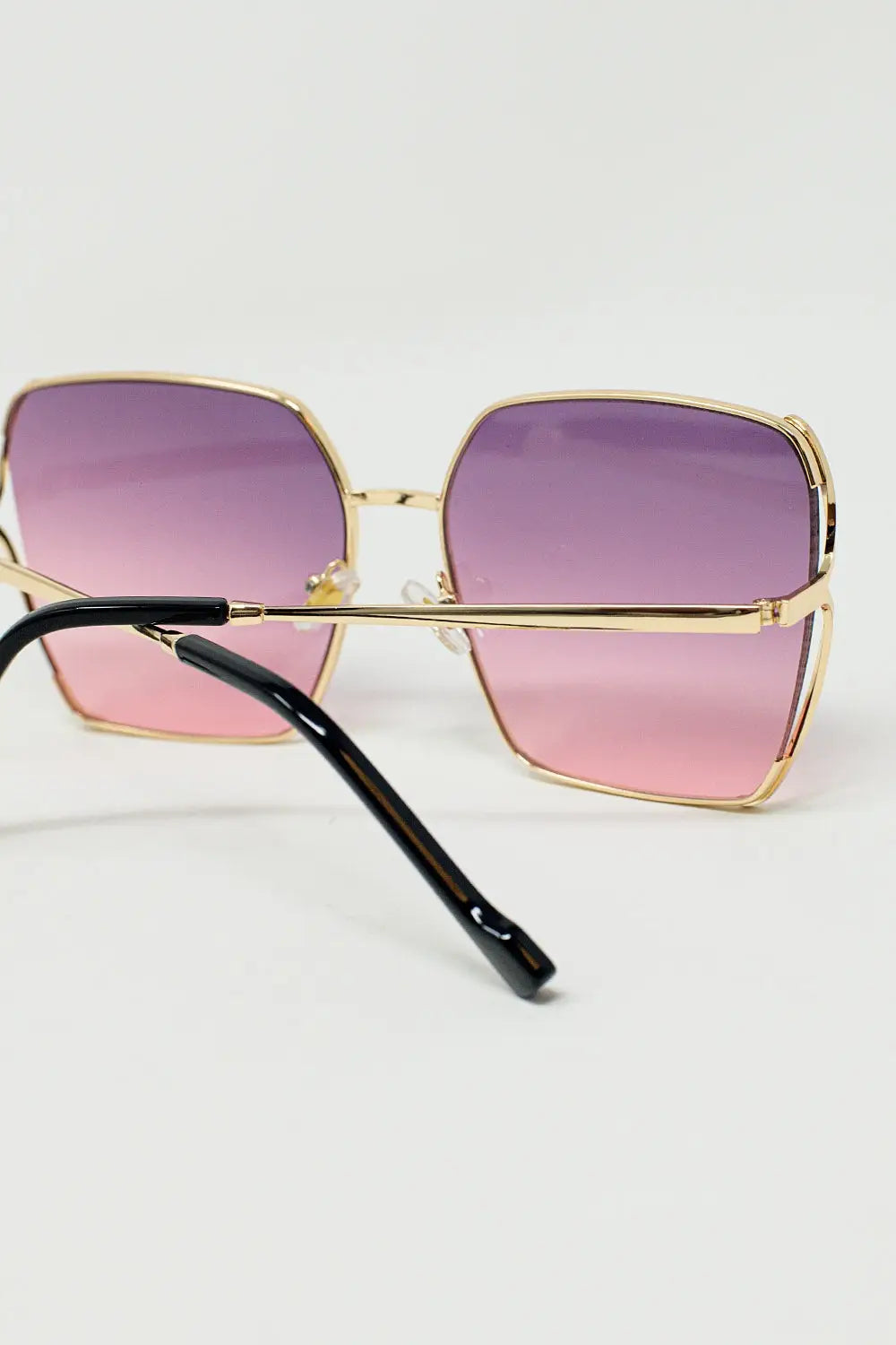 Oversized Square Metal Sunglasses In Purple Gradient Lens - PURPLE / ONE - Sunglasses