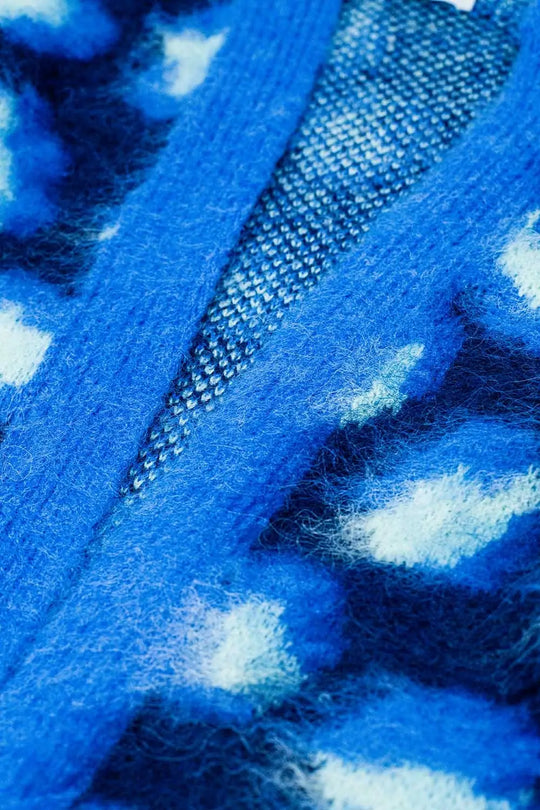 Blue Leopard print cardigan with wool - BLUE / ONE - Cardigans