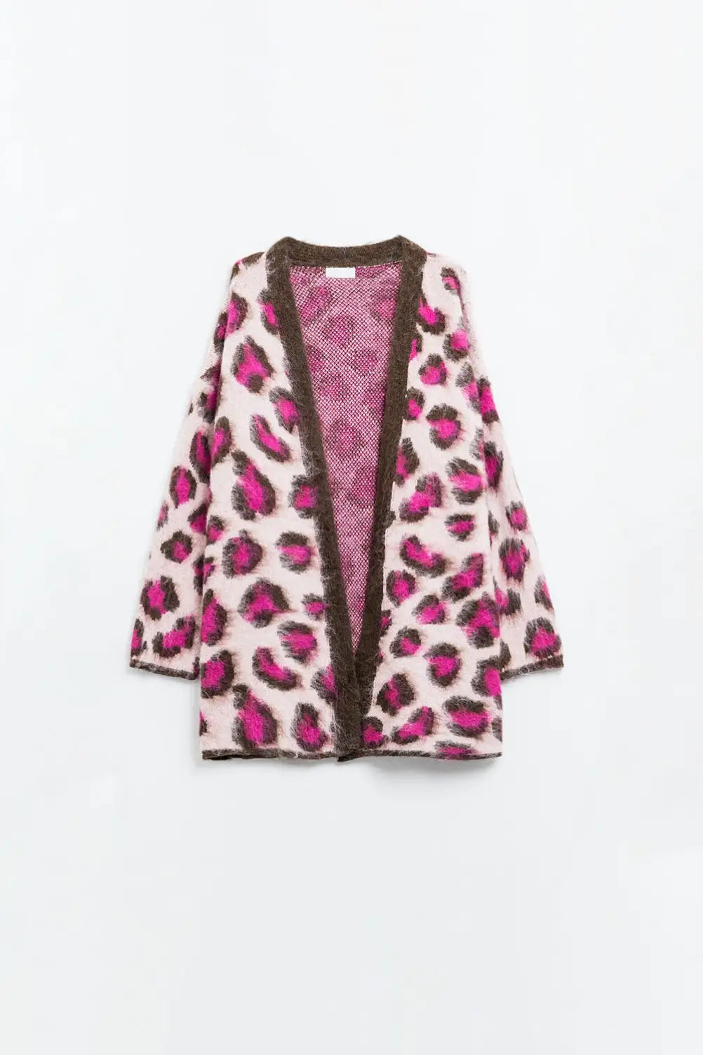 Pink Leopard print cardigan with wool - PINK / ONE - Cardigans