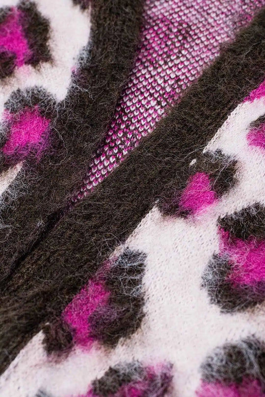 Pink Leopard print cardigan with wool - PINK / ONE - Cardigans