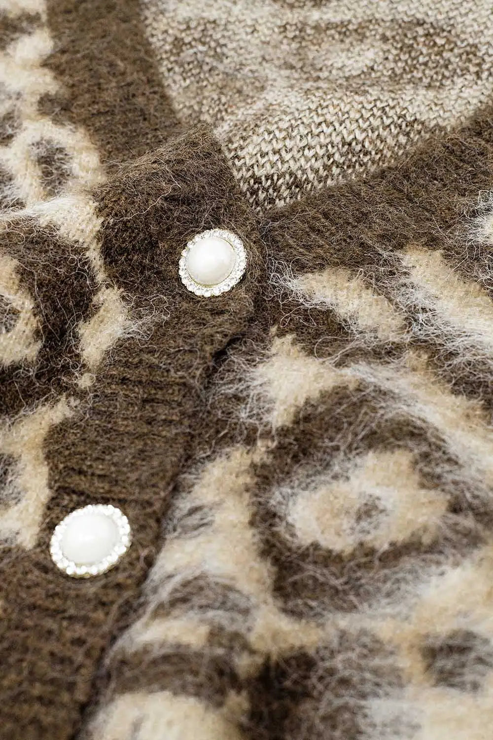 leopard print cardigan with wool in beige - BEIGE / ONE - Cardigans