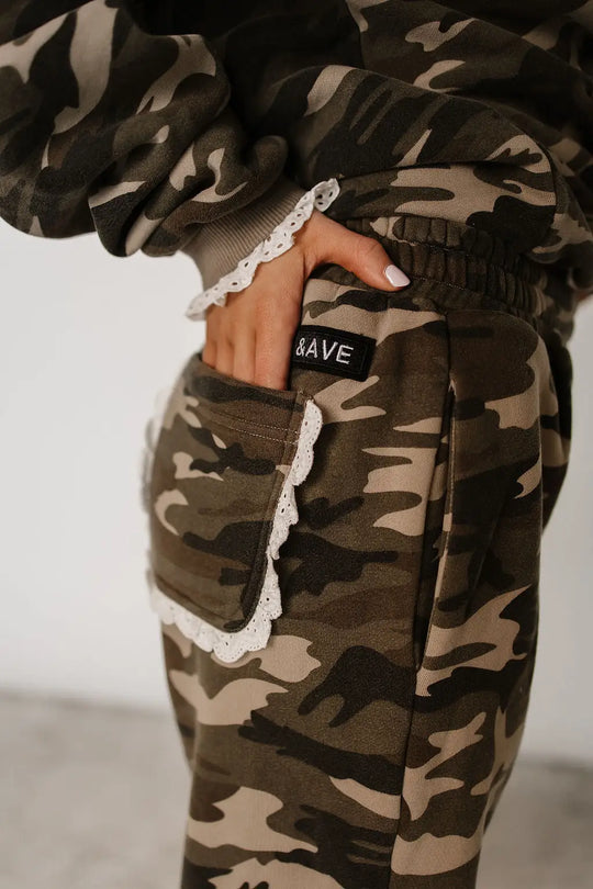 Comfort Zone Joggers - Camo Lace - Tops