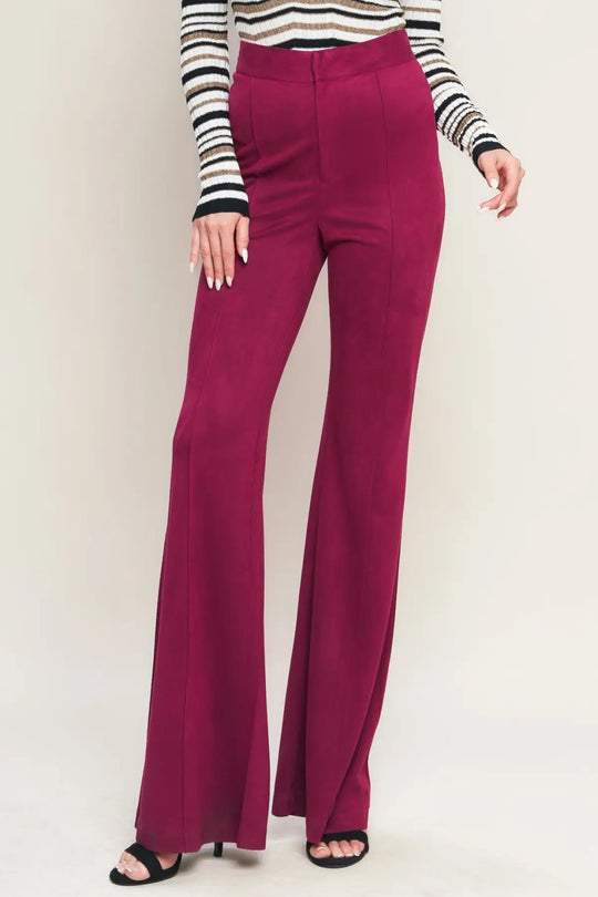 BREEZY BEAUTY SUEDE PANTS - MAGENTA / S - PANTS