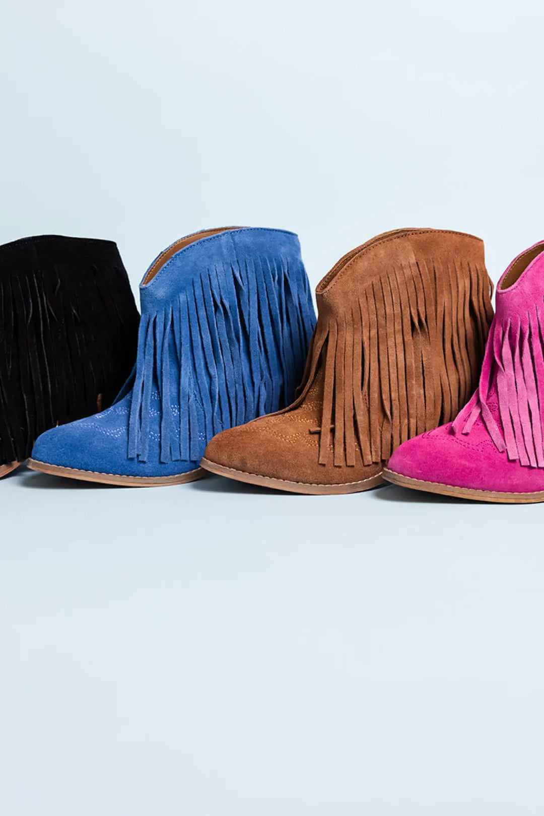 Amos Fringe Ankle Bootie in Black Suede - 110 Fashion Boots