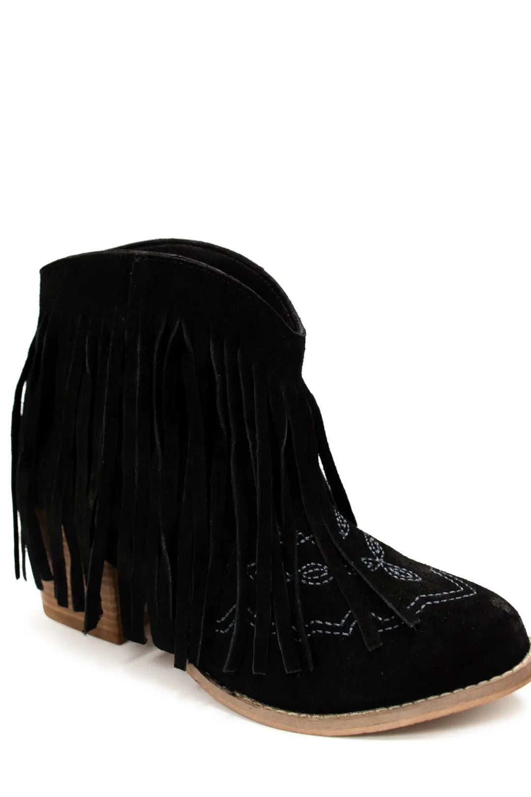Amos Fringe Ankle Bootie in Black Suede - 110 Fashion Boots