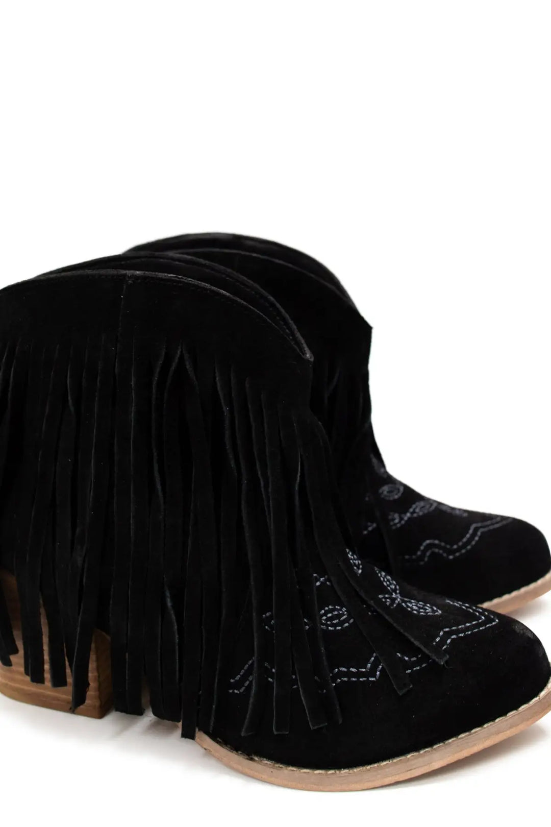 Amos Fringe Ankle Bootie in Black Suede - 110 Fashion Boots