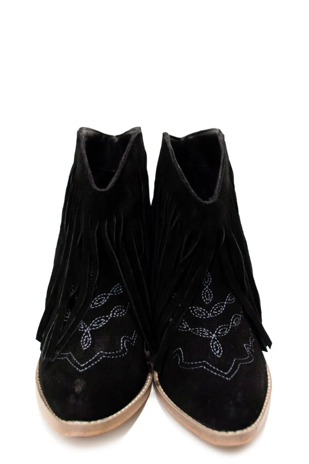 Amos Fringe Ankle Bootie in Black Suede - 110 Fashion Boots