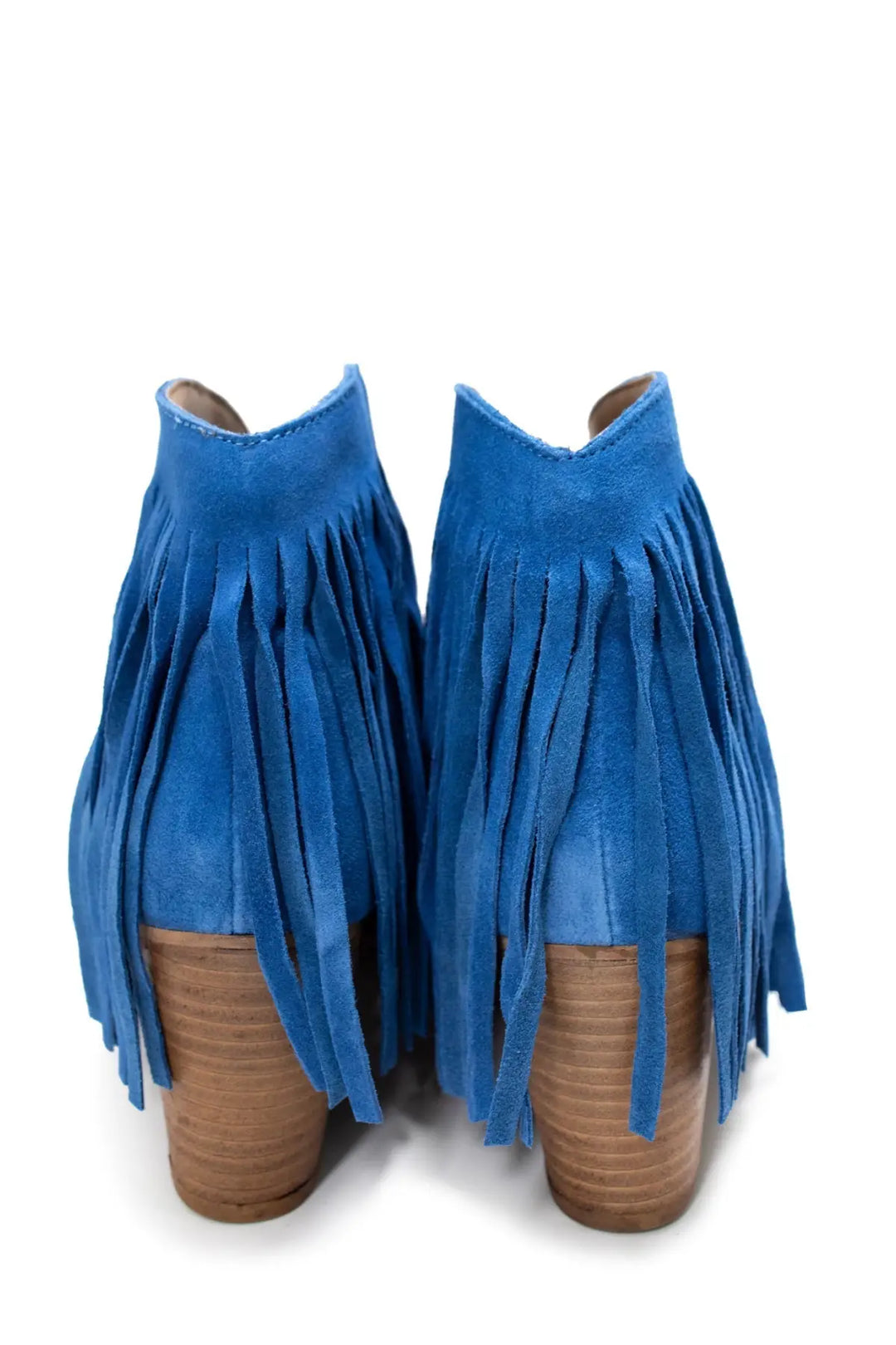 Amos Fringe Ankle Bootie in Blue Suede - 110 Fashion Boots
