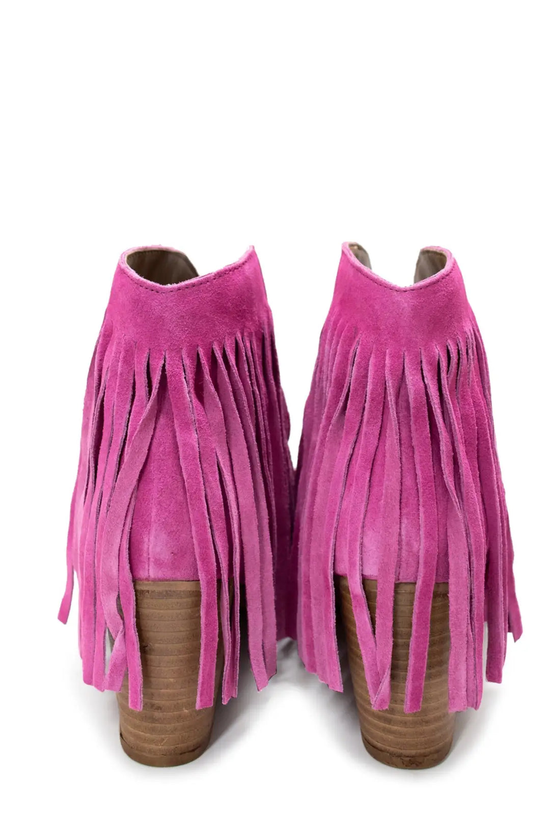 Amos Fringe Ankle Bootie in Magenta Suede - 110 Fashion Boots
