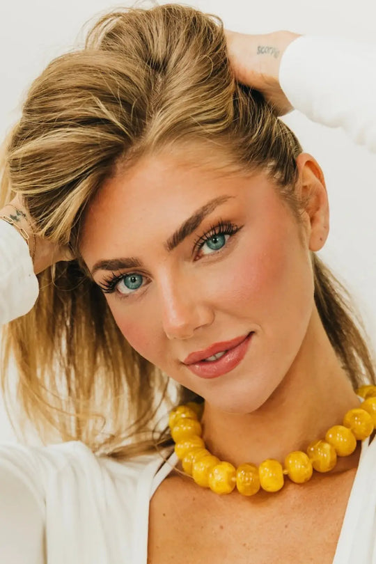 Bella Beaded Necklace - WATERPROOF - Honey - Necklace