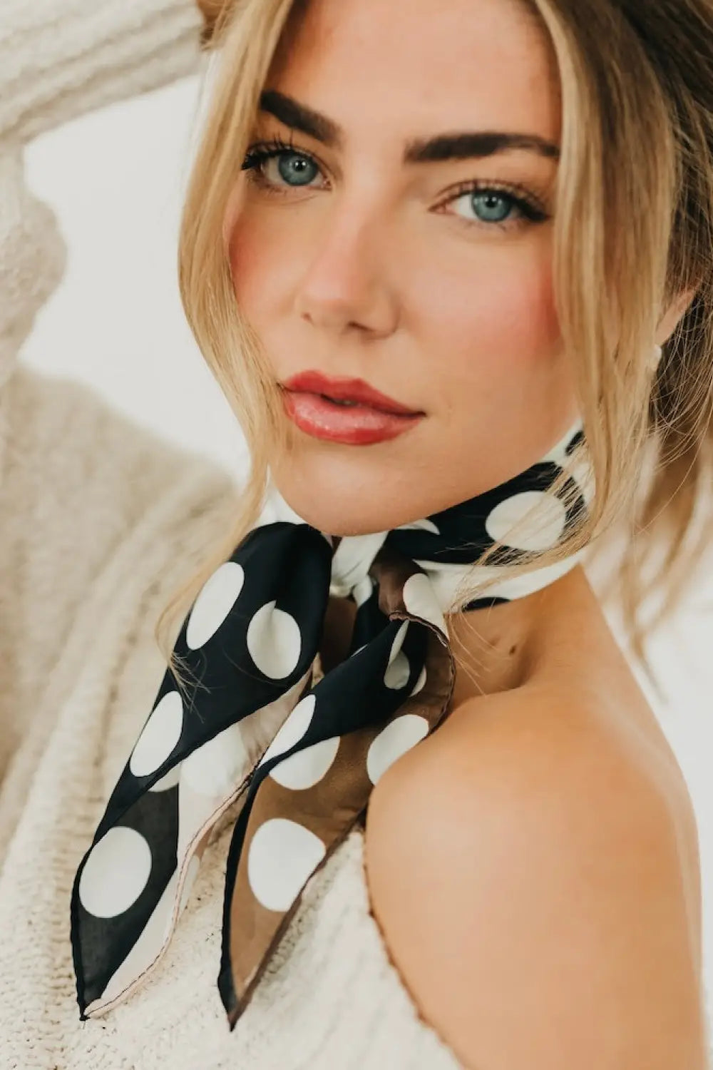 Betty Polka Dot Square Scarf - Hair Scarf