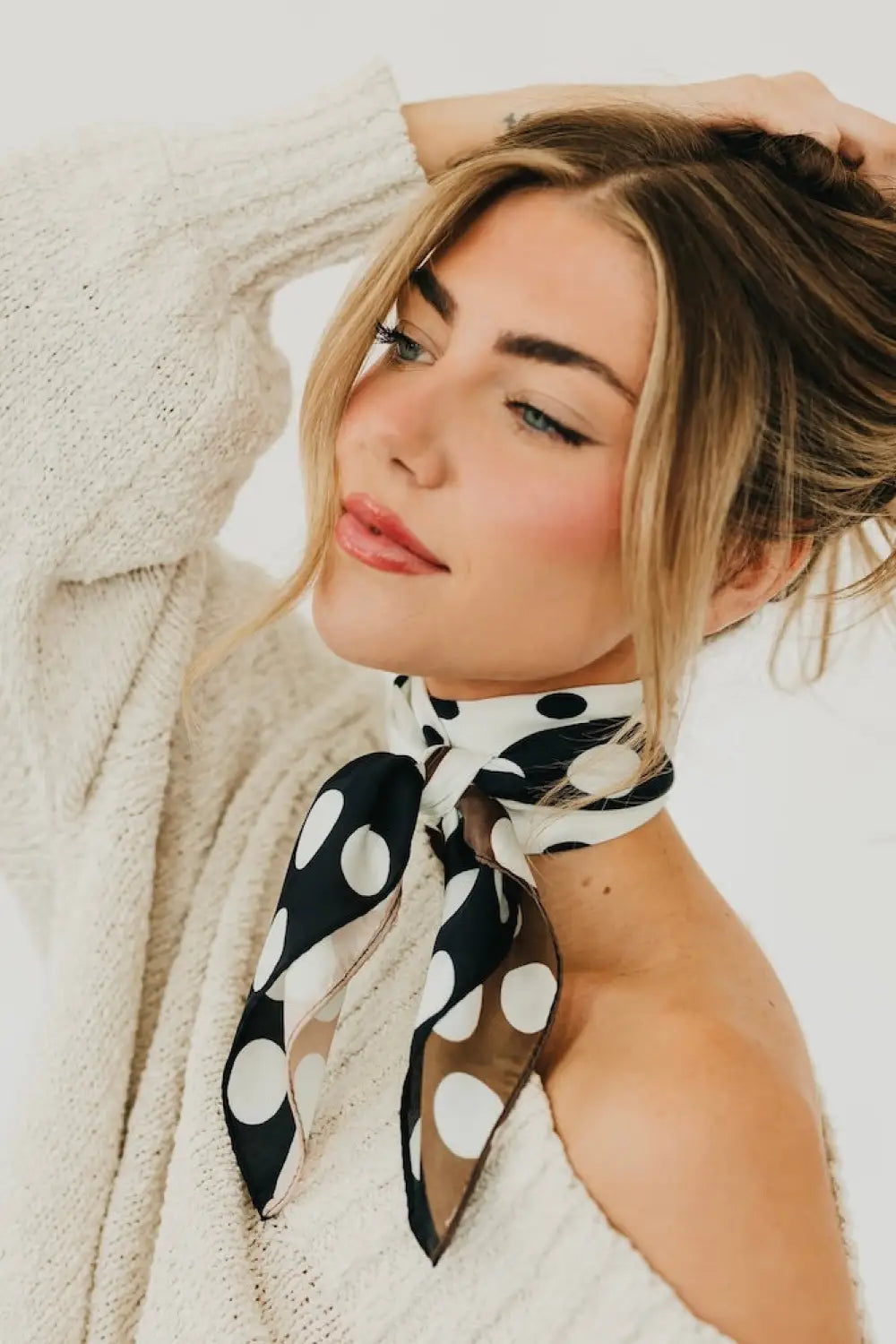 Betty Polka Dot Square Scarf - Hair Scarf