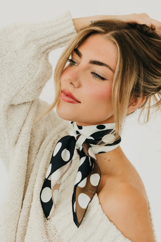 Betty Polka Dot Square Scarf - Hair Scarf
