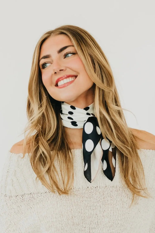 Betty Polka Dot Square Scarf - Hair Scarf