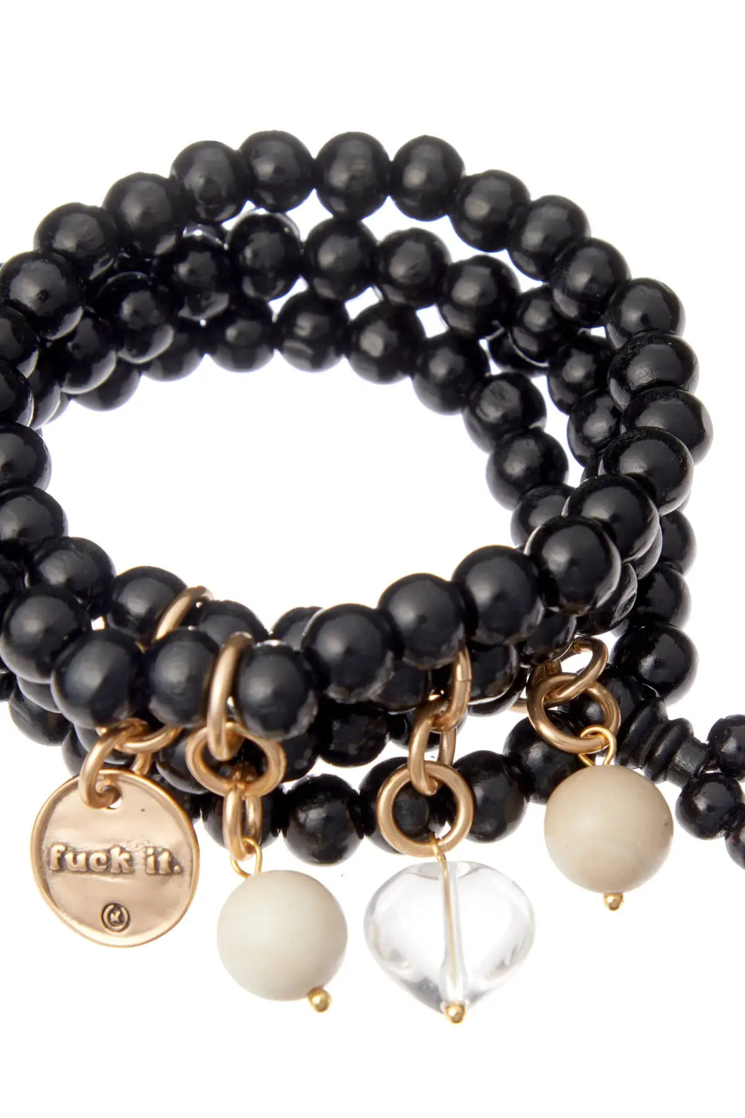 F*ck It Heart Wood Boho Wrap Bracelet/Necklace - S/M (14’’) - wood boho