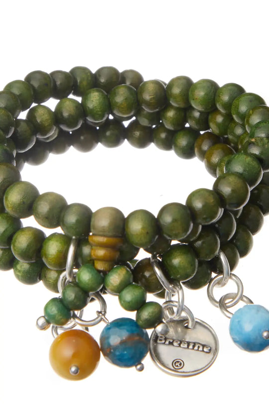 Breathe Heart Wood Boho Wrap Bracelet/Necklace - S/M (14’’) - wood boho
