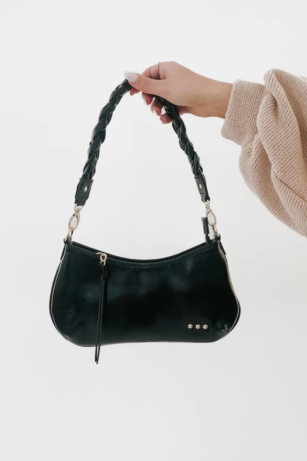 Brynlee Braided Vegan Leather Crossbody &amp; Shoulder Bag - Black - Handbags