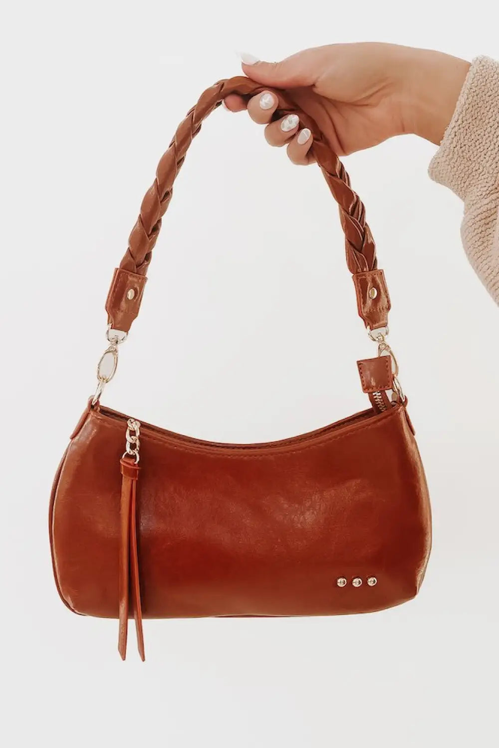 Brynlee Braided Vegan Leather Crossbody &amp; Shoulder Bag - Brown - Handbags