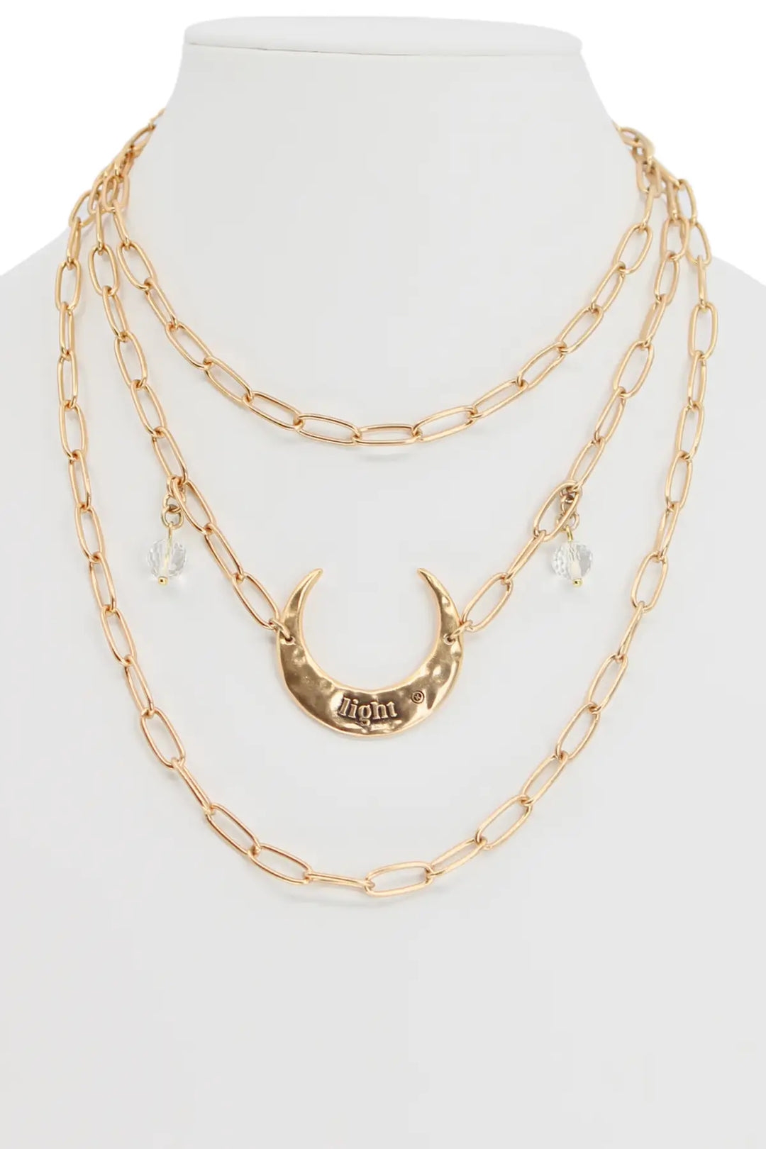 Light Crescent Moon Long Chain Necklace - Long chain