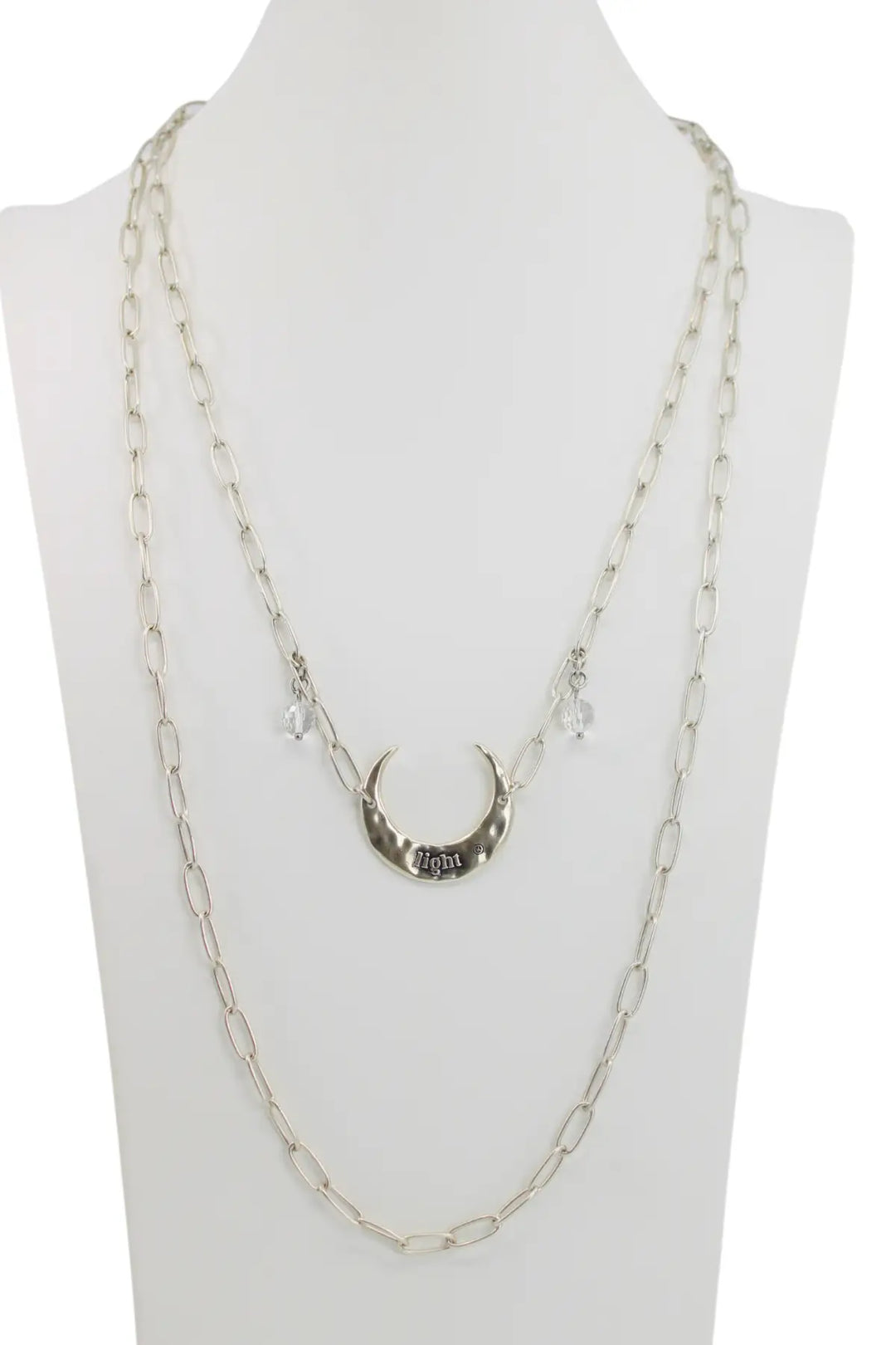 Light Crescent Moon Long Chain Necklace - Long chain