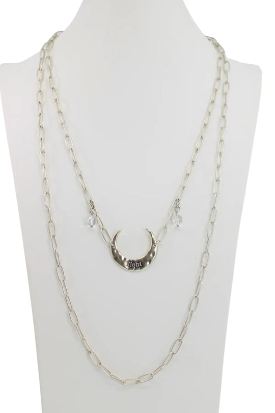 Light Crescent Moon Long Chain Necklace - Long chain