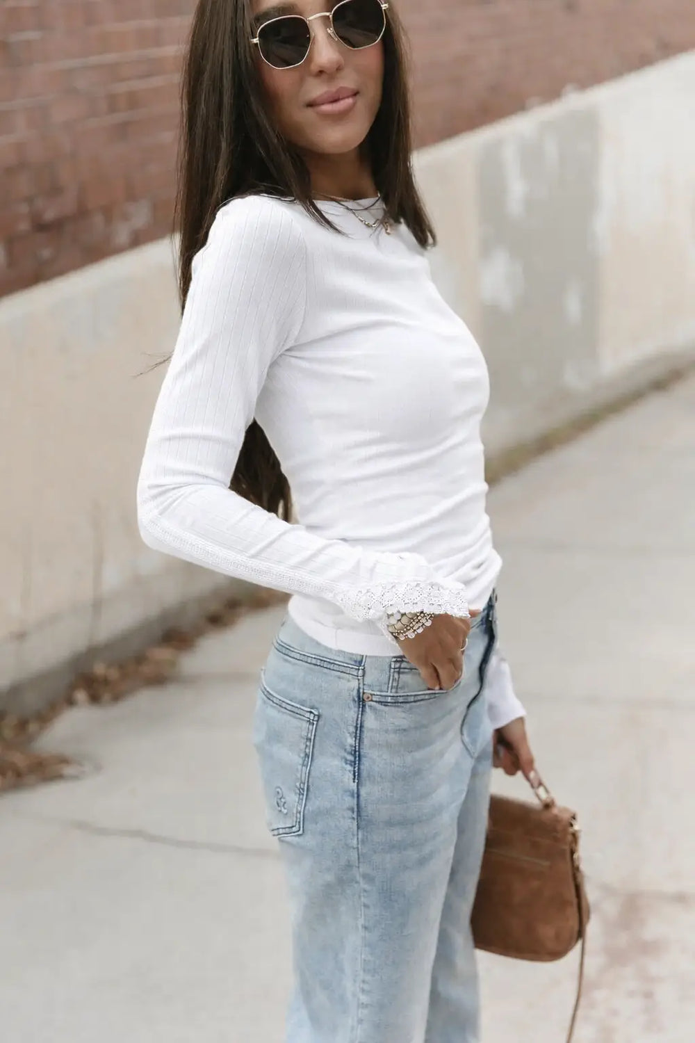 Lovely Lace Long Sleeve - Mist - Tops