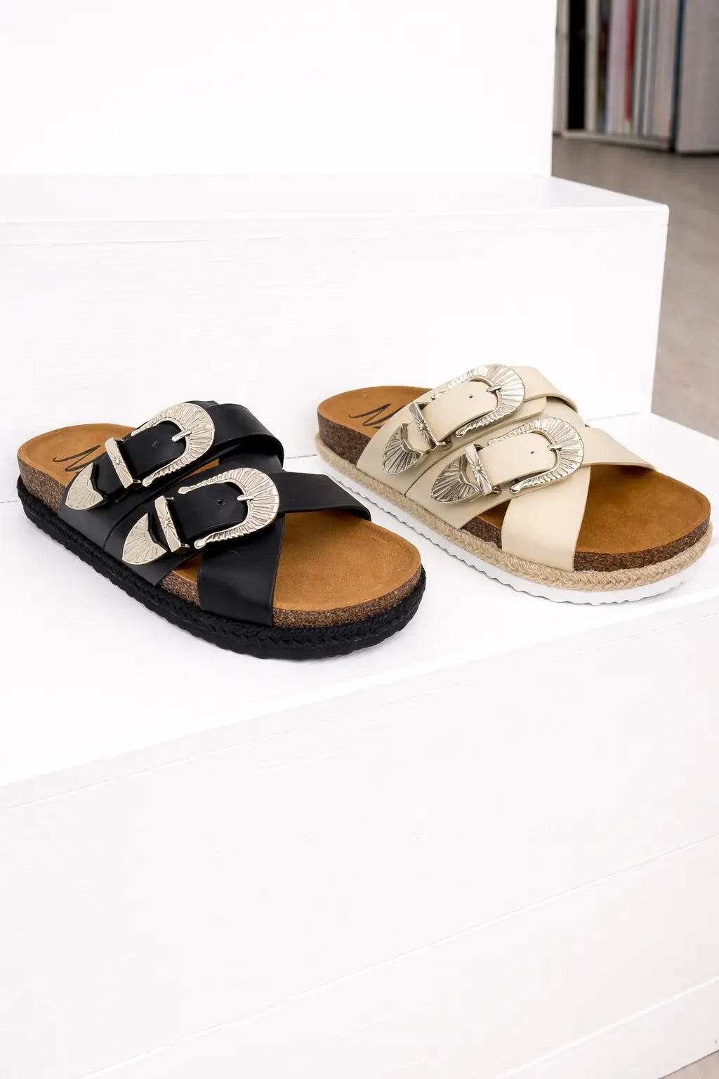 Iris Buckle Sandal in Cream - 130 Sandals