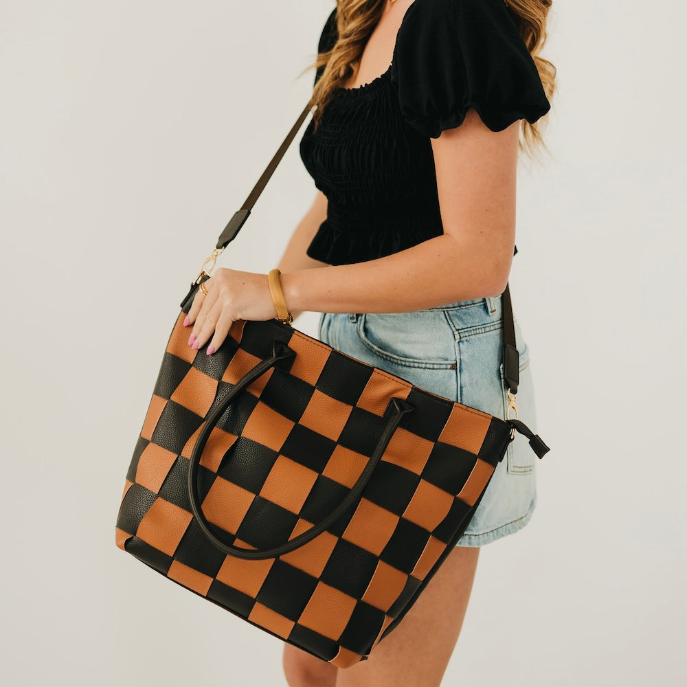 Courtney Checkered Tote