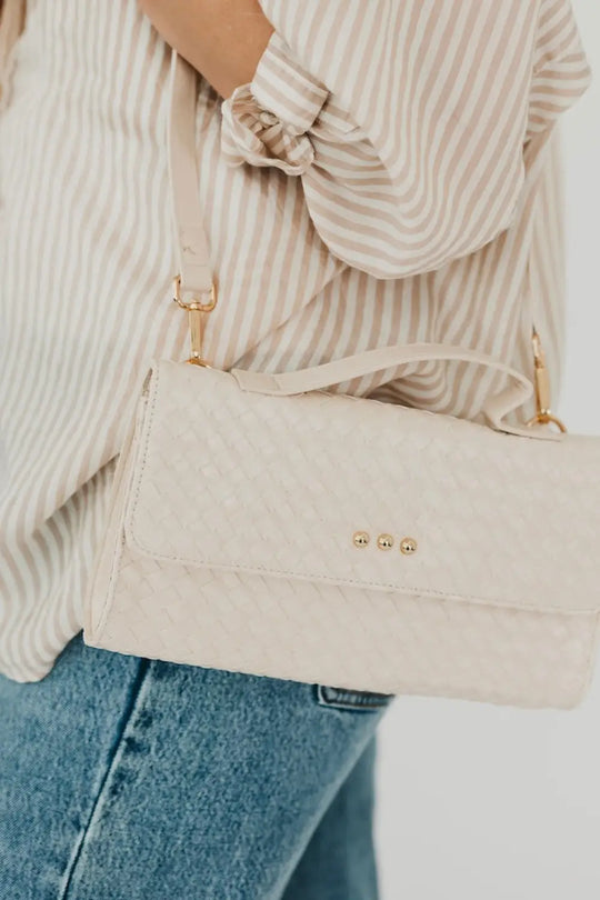 Urban Foldover Woven Clutch Crossbody - Cream - Crossbody Bag