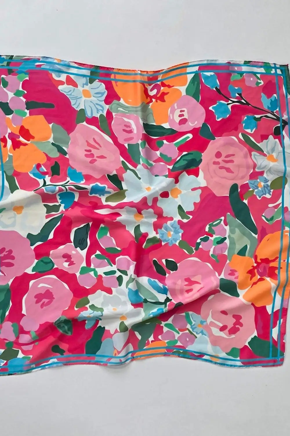 Cynthia Floral Square Scarf - Pink - Hair Scarf