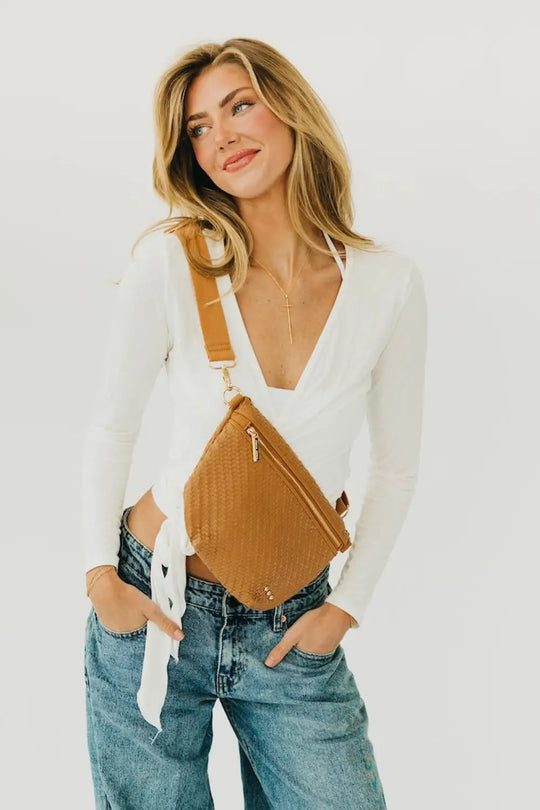 Diagonal Woven Westlyn Bum Bag - Brown - Bum Bag