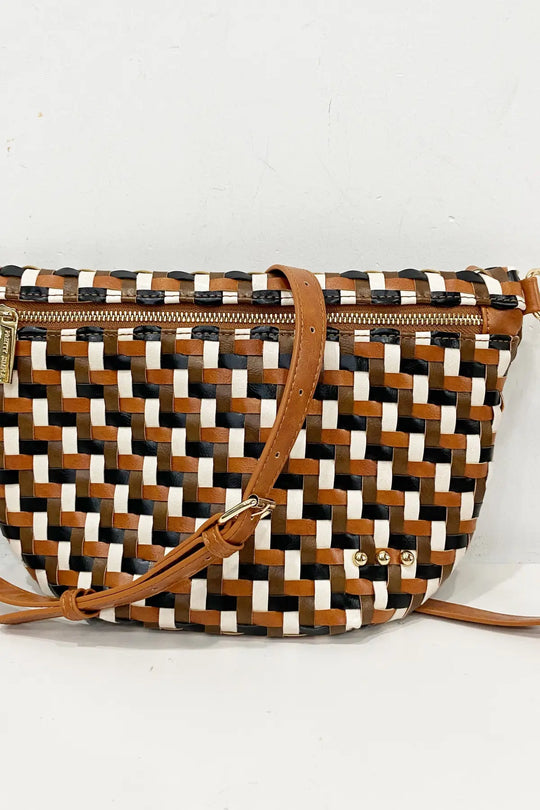 Diagonal Woven Westlyn Bum Bag - Multi Browns - Bum Bag