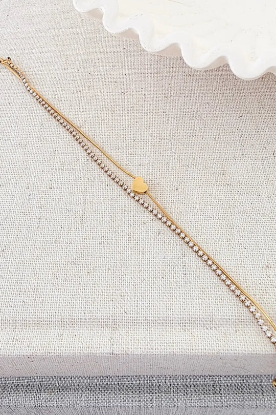 Double Love Tennis Bracelet - WATERPROOF - Gold - Bracelet