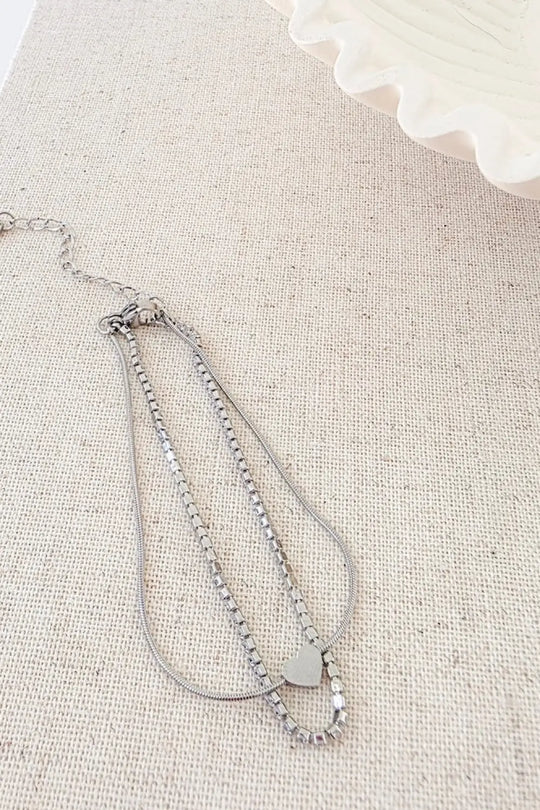 Double Love Tennis Bracelet - WATERPROOF - Silver - Bracelet