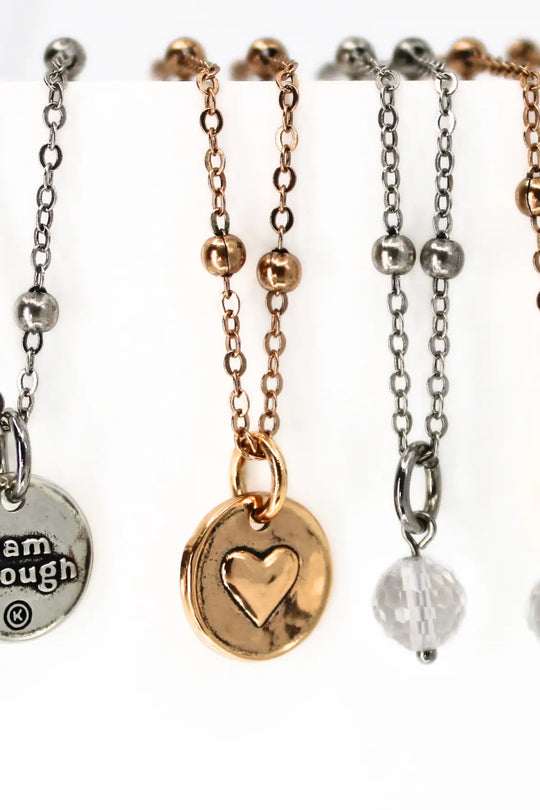 I Am Enough Heart Dainty Necklace - dainty