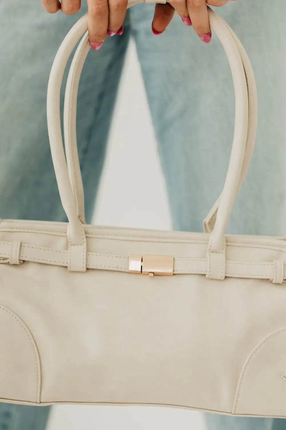 Ethel Vegan Leather Shoulder Bag - Cream - Shoulder Bag