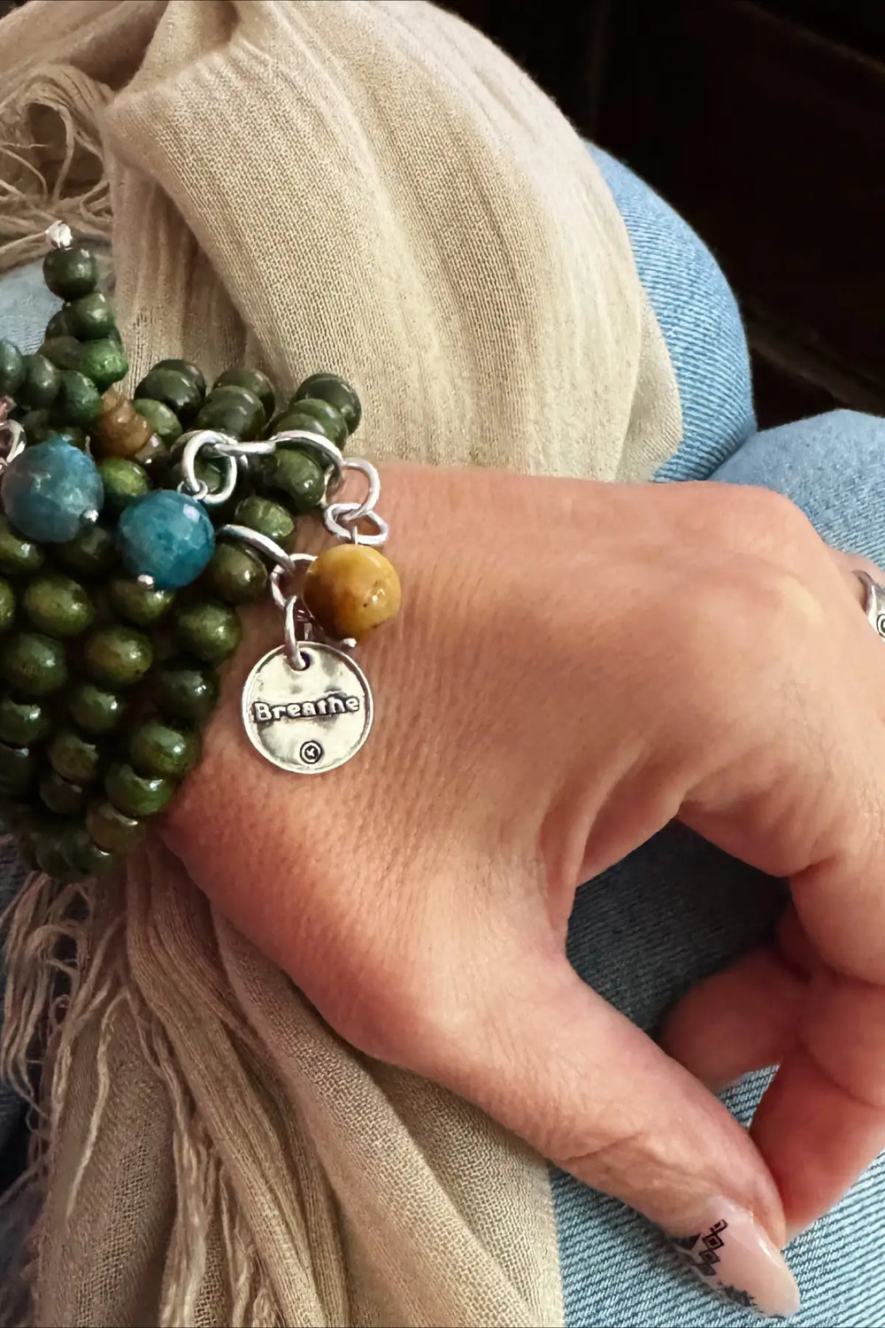 Breathe Heart Wood Boho Wrap Bracelet/Necklace