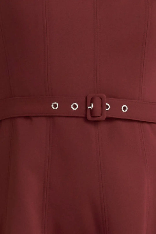 LIVING THE DREAM WINE WOVEN MIDI DRESS - DRESSES