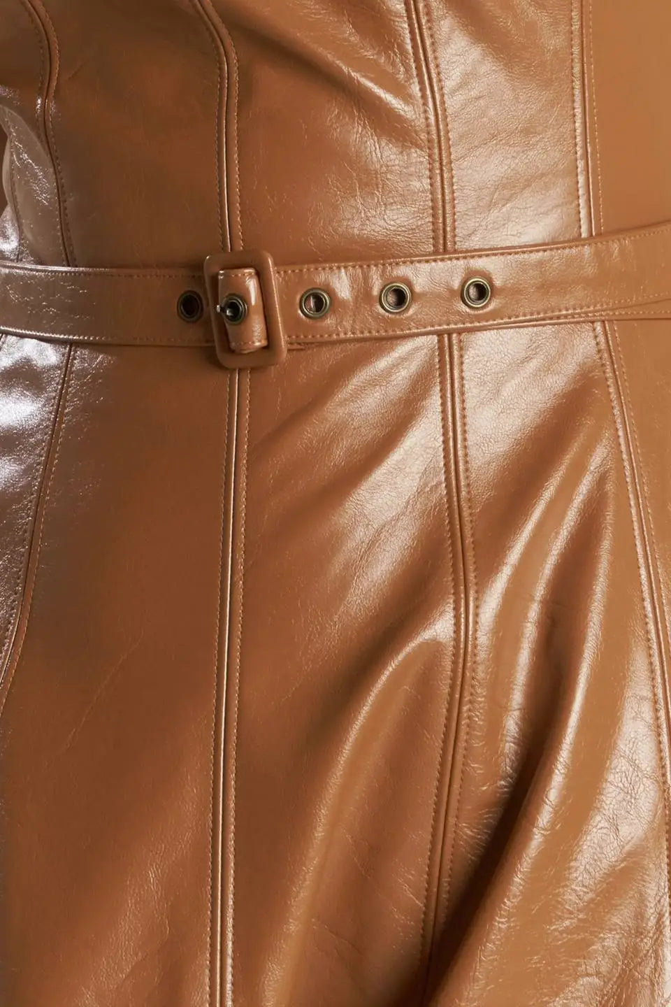 LUNAR SYMPHONY FAUX LEATHER MIDI DRESS - DRESSES