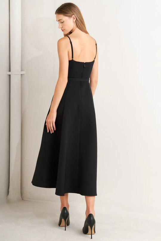 MIDNIGHT TUX WOVEN MIDI DRESS - DRESSES