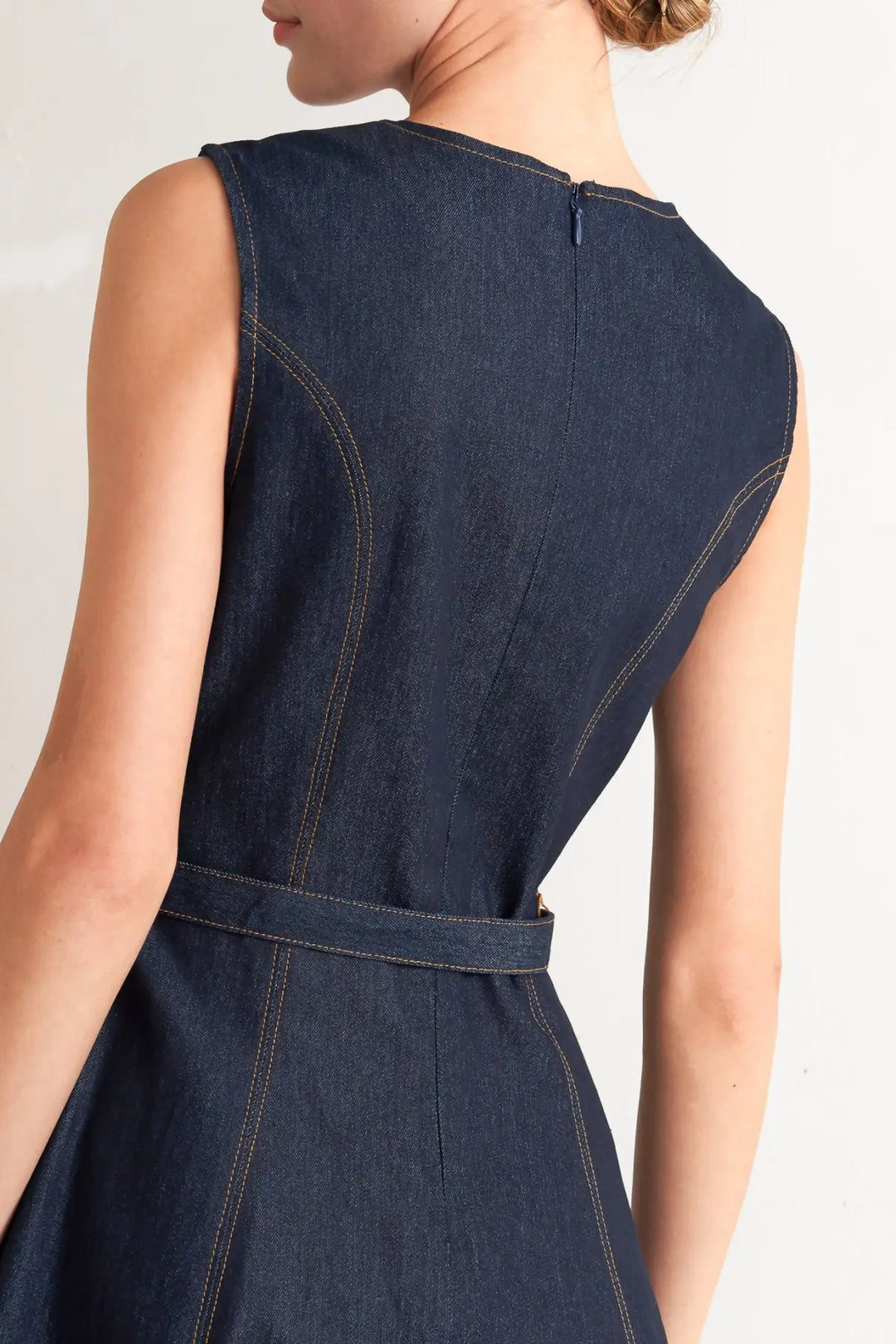 MODERN DARK DENIM MIDI DRESS - DRESSES