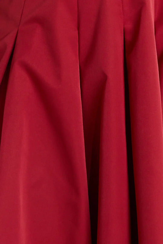 CRIMSON TWIRL WOVEN MIDI DRESS - DRESSES