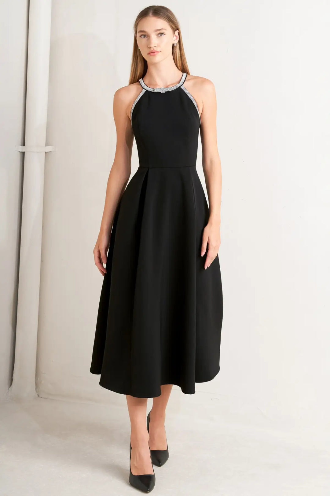 GALAXY CHARM WOVEN MIDI DRESS - DRESSES