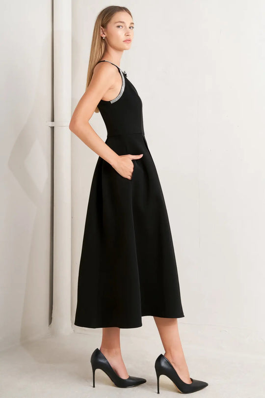 GALAXY CHARM WOVEN MIDI DRESS - DRESSES