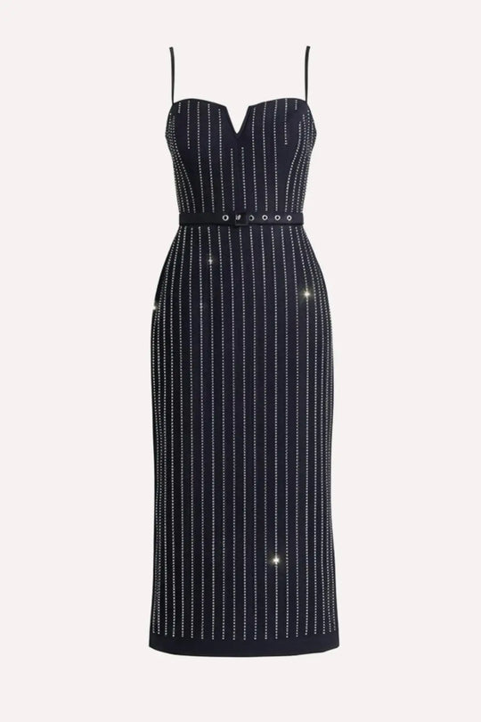 VERTICAL GRACE WOVEN MIDI DRESS