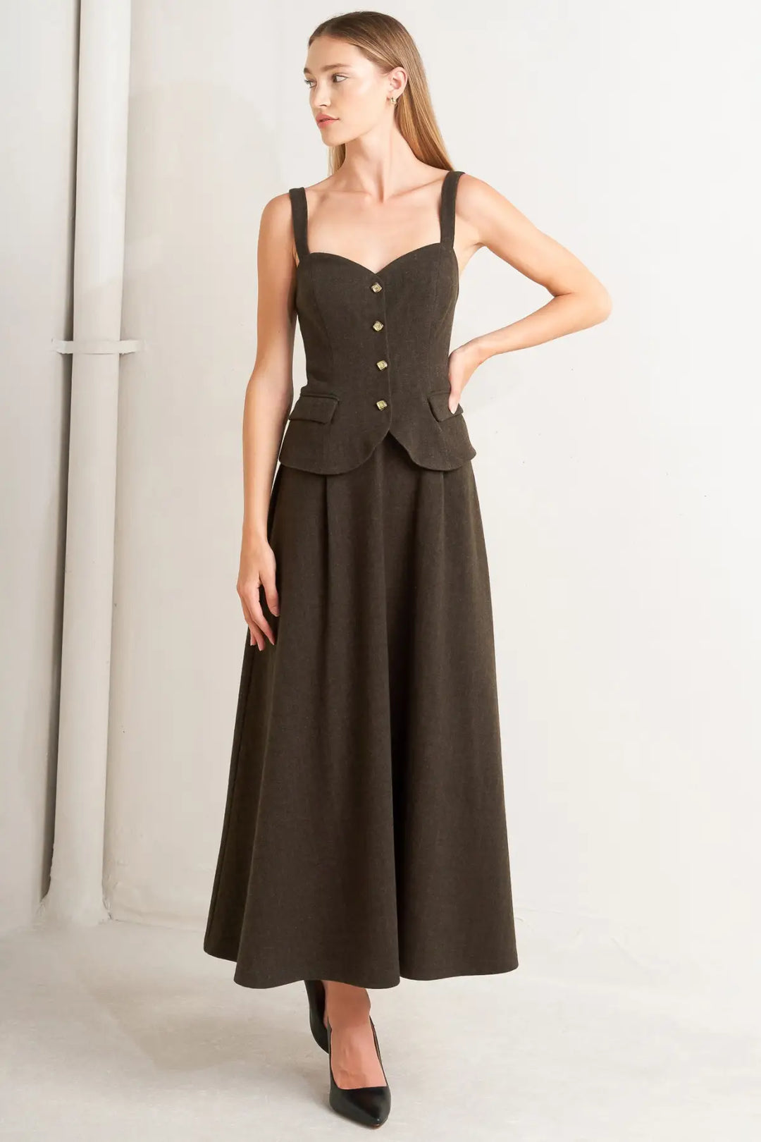 HERITAGE TAILOR WOVEN MIDI DRESS - DRESSES