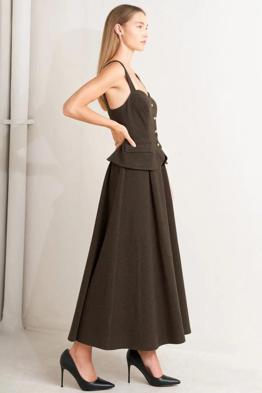 HERITAGE TAILOR WOVEN MIDI DRESS - DRESSES