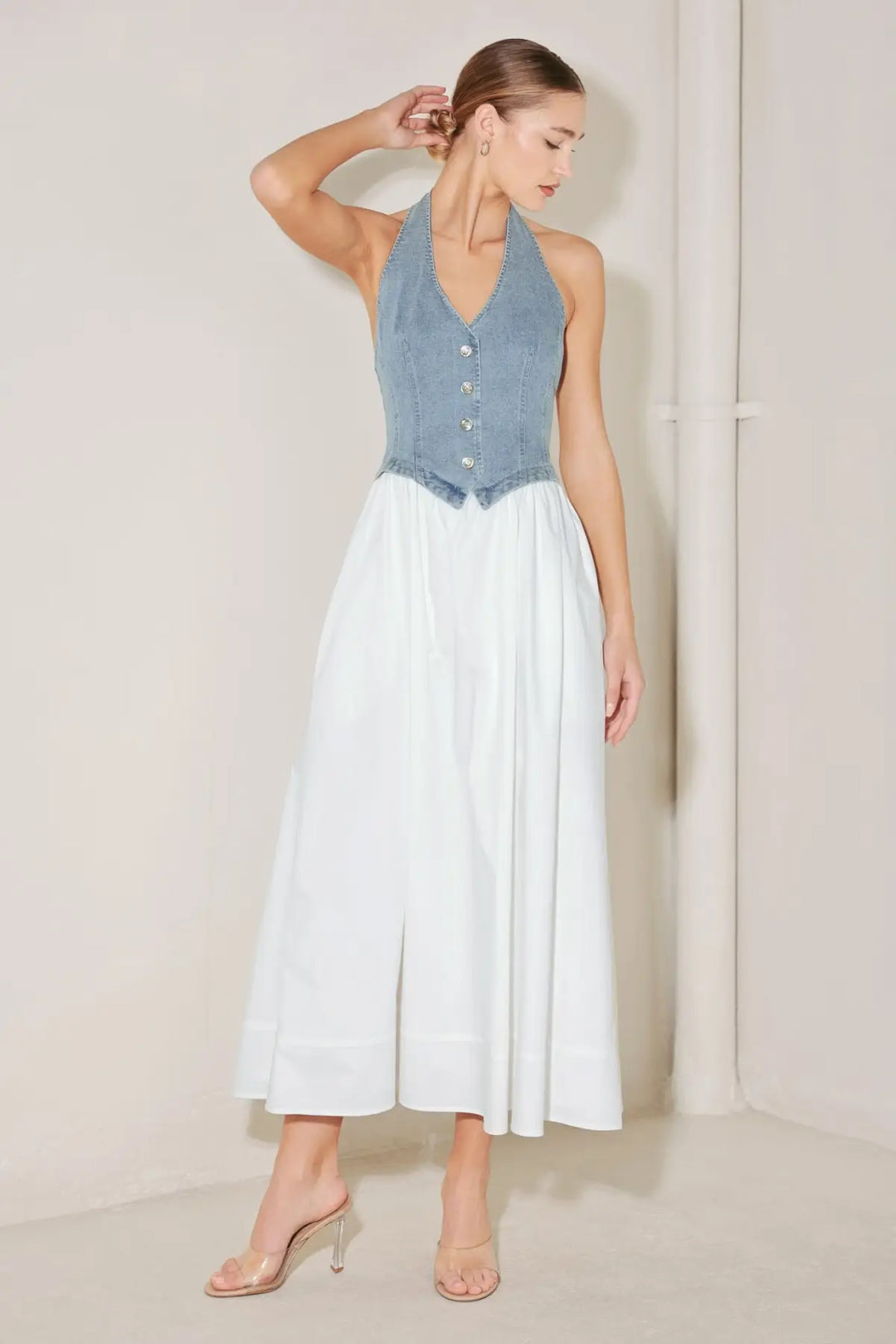 CITY TO COAST WOVEN MIDI DRESS - DRESSES